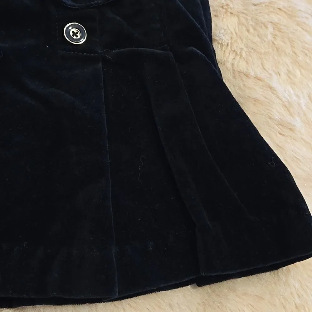 JANIE AND JACK BLACK VELVET PLEATED SKIRT, SIZE 12-18 MONTHS